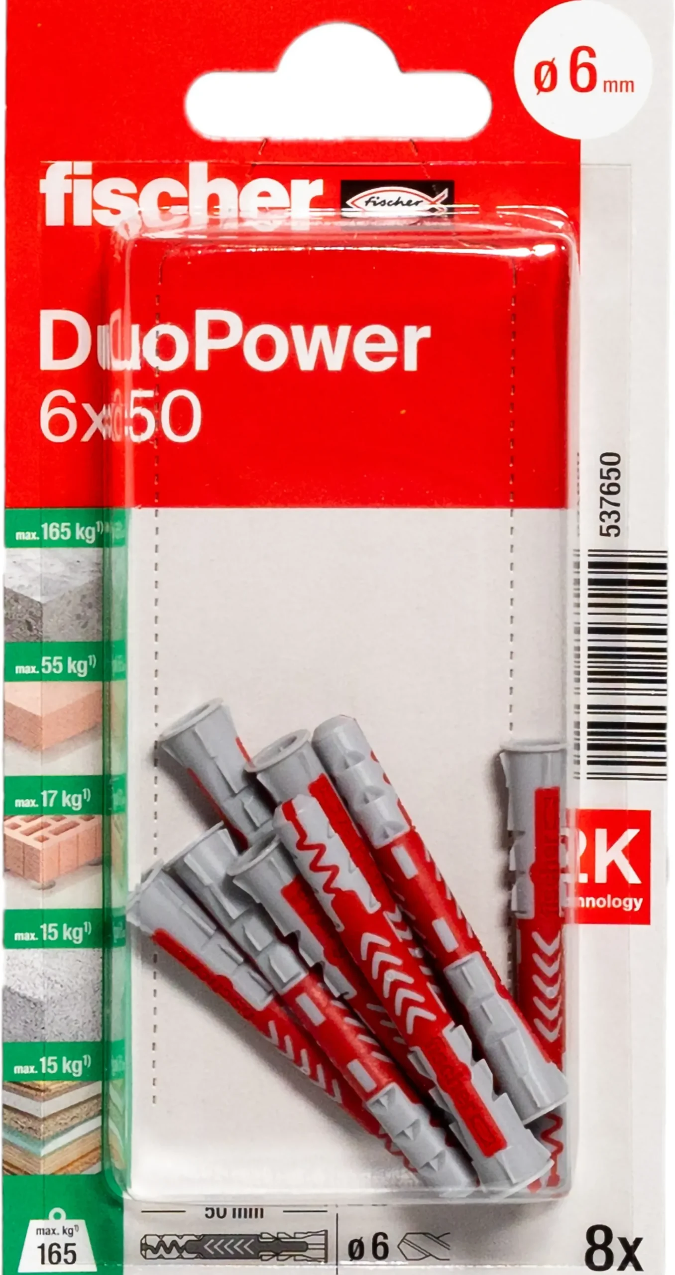 Universalplugg Duopower 6x50 BK 8stk-Fischer New