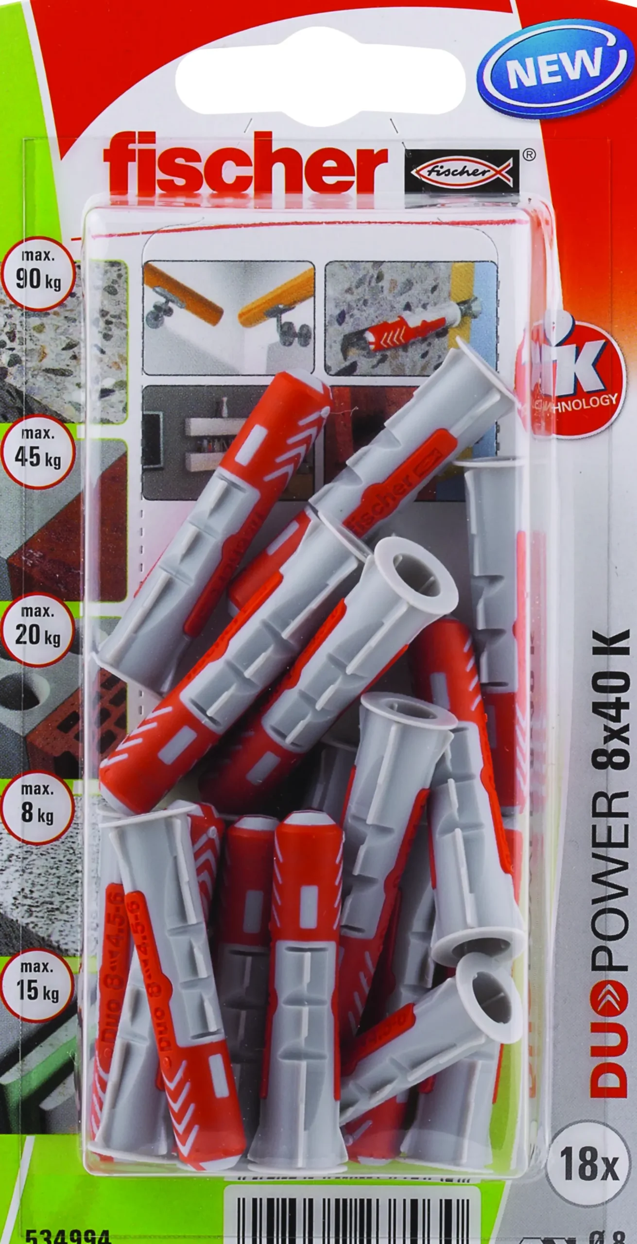 Universalplugg Duopower 8x40 BK 18stk-Fischer Clearance