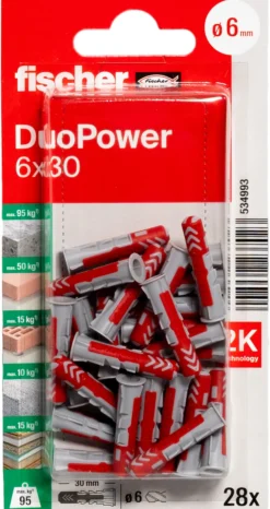 Universalplugg Duopower 6X30 BK A28stk-Fischer Clearance