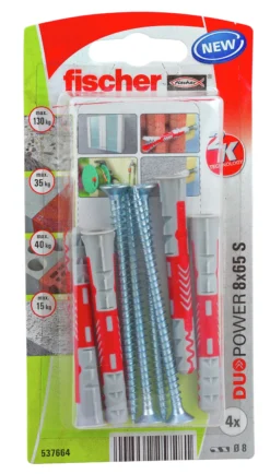 Universalplugg Duopower 8x65 S BK 4stk med skrue-Fischer Outlet
