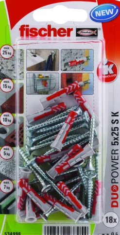 Universalplugg Duopower 5X25 S BK 18stk med skrue-Fischer Online