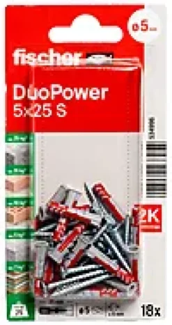 Universalplugg Duopower 5X25 S BK 18stk med skrue-Fischer Online