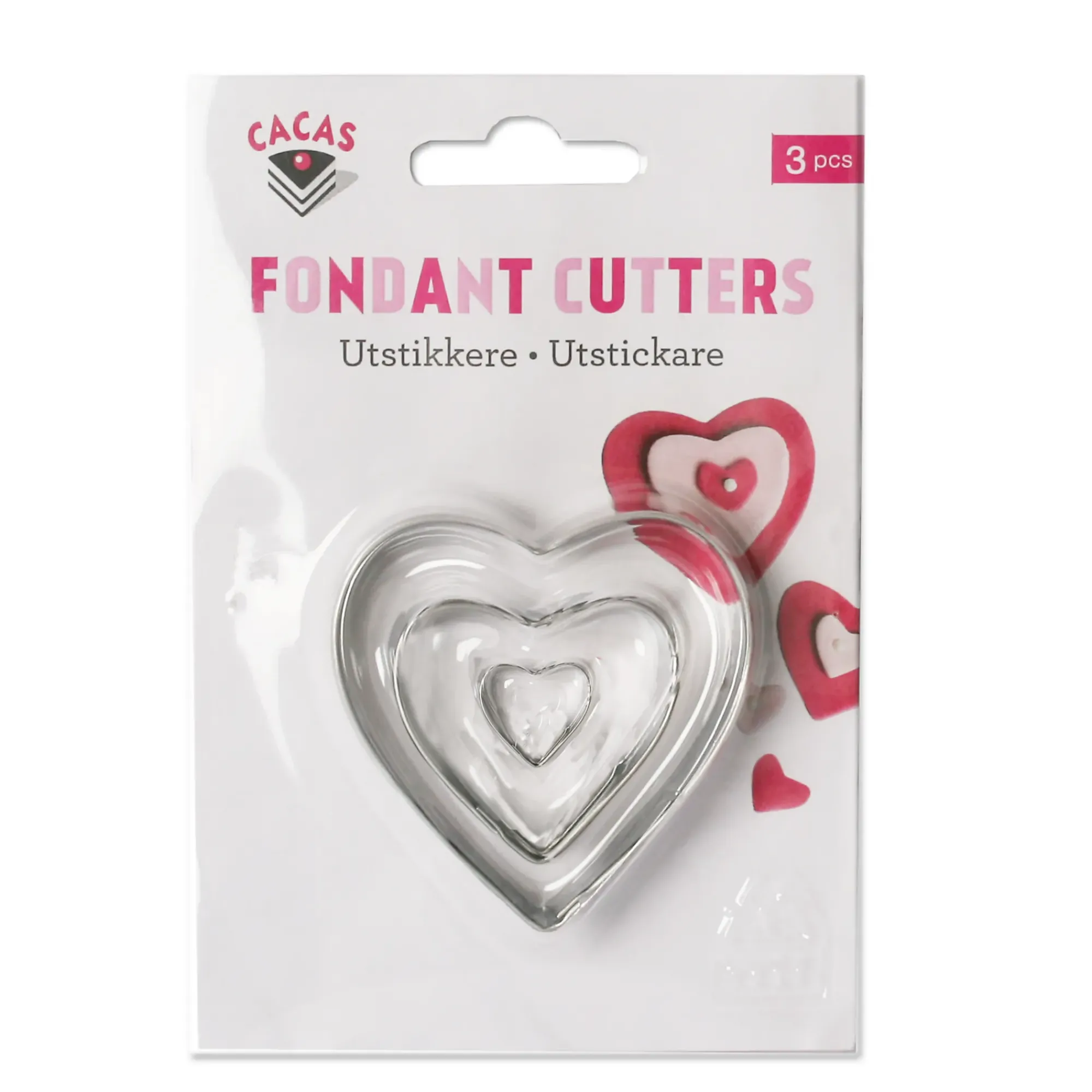 Utstikkere hjerte 3stk-Cacas Outlet