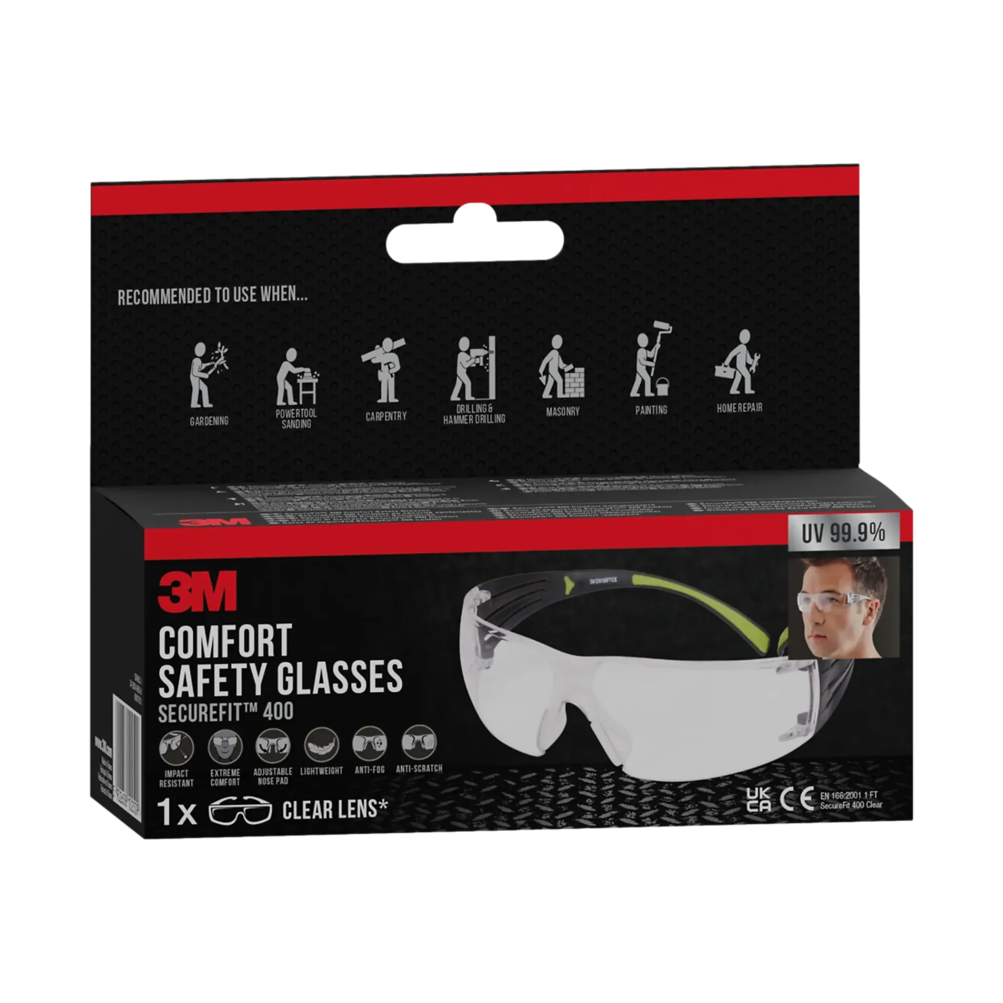 Vernebrille Securefit klar-3m Clearance