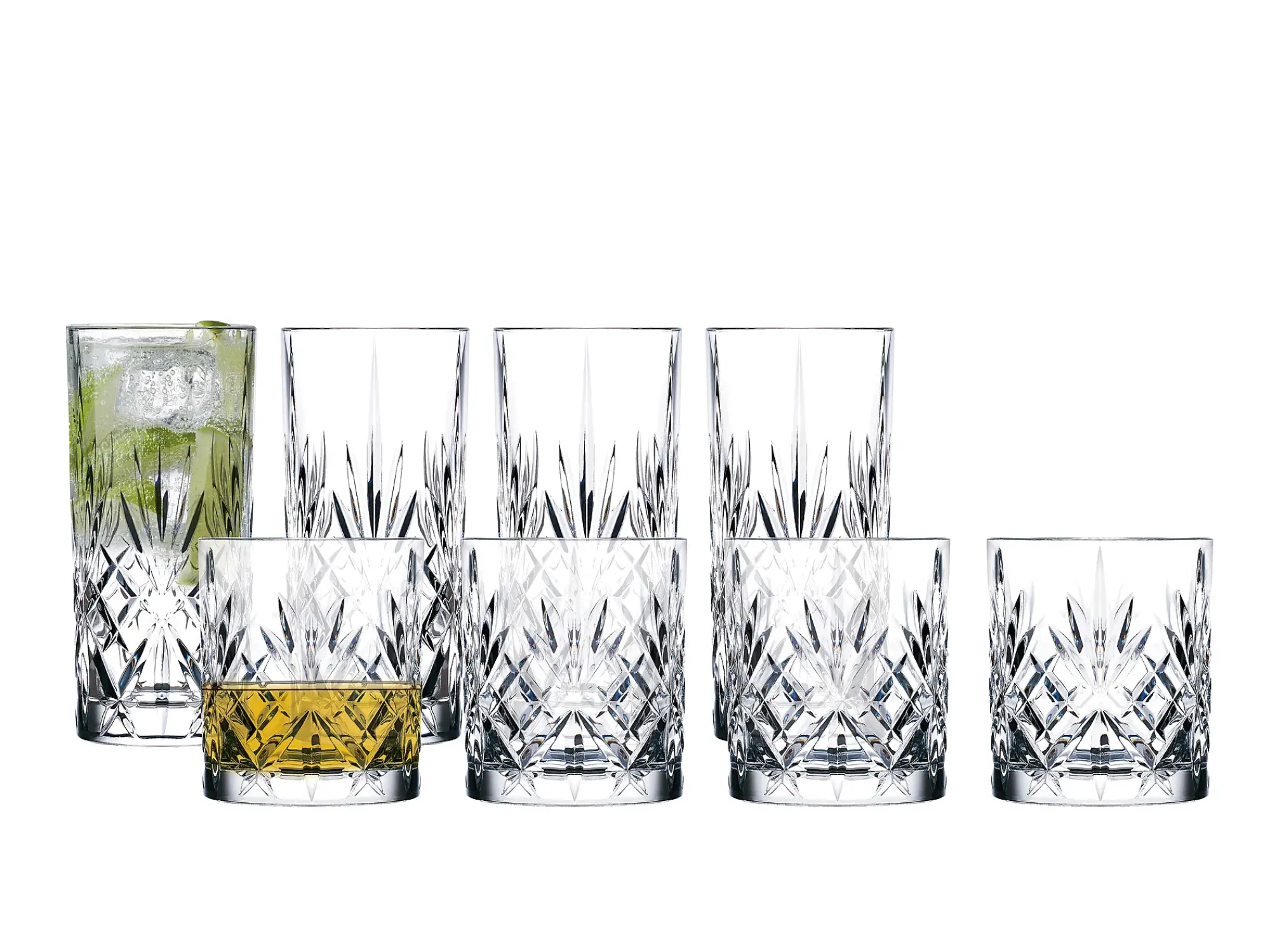 Whiskyglass+ HighballglassMelodia 8stk-Lyngby glas Outlet