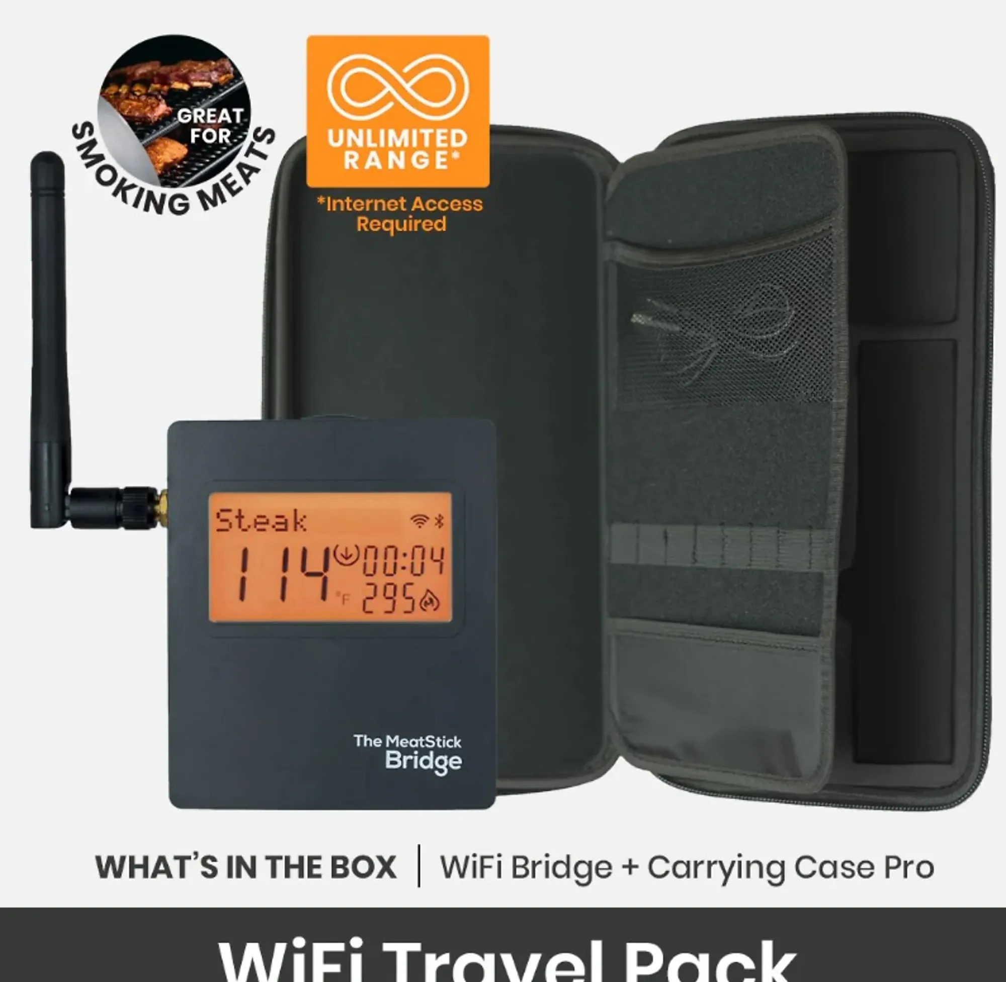 WIFI STEKETERMOMETER TRAVEL PACK (WIFI BRIDGE REISEVESKE)-The meatstick Hot